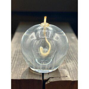 Vintage Clear Glass Oil Lamp Mouthblown Heavy Paperweight 4"